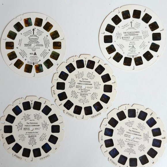 VINTAGE VIEW MASTER Reels Lot of 5 The Flintstones Hanna Barbera 1980 - Picture 1 of 2